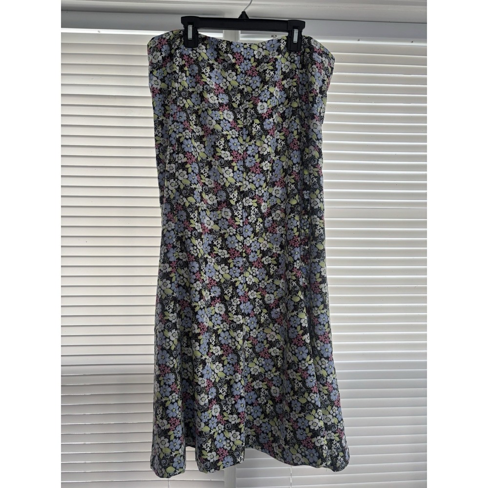 Christopher & Banks Floral Skirt Size 16 A-Line Blue/Blk/Pink Boho Cottagecore